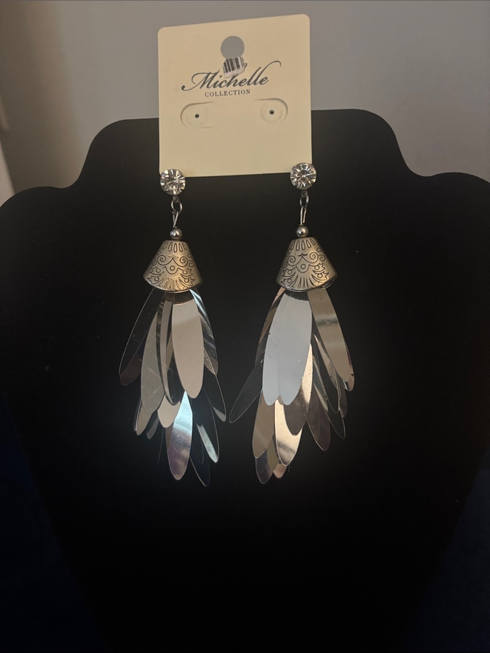 Michelle Collections Silver Feather Cascade Earrings